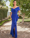 Jade Jasmine K258007N Off Shoulder Fit And Flare Gown Cobalt