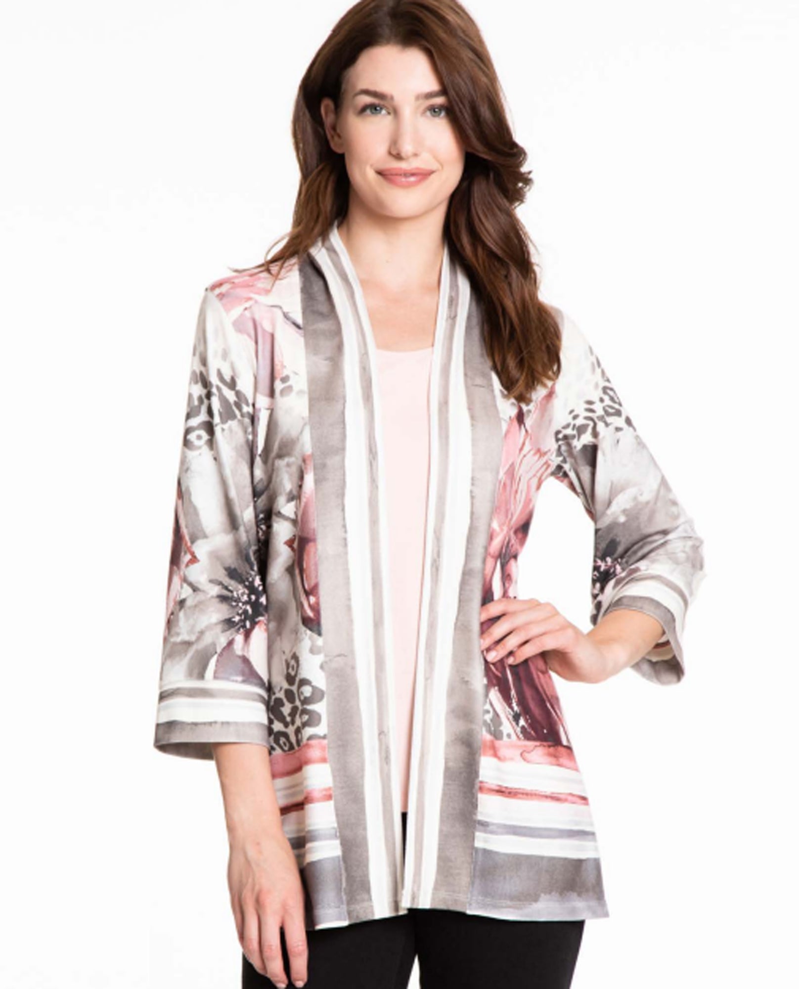 Multiples M13301JM 3/4 Sleeve Kimono Drop Shoulder | The Clothing Cove