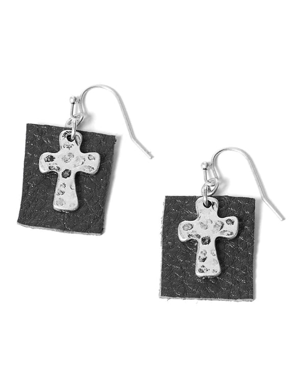 Coco & Carmen WN004243 Cross With Leather Earring Silver