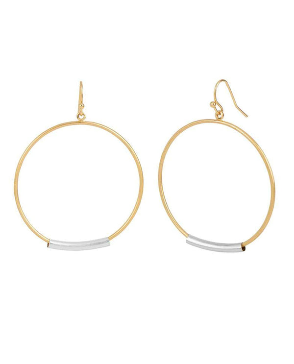 Coco & Carmen WM003062, 3063 Hoop With Metal Bar Earring Gold