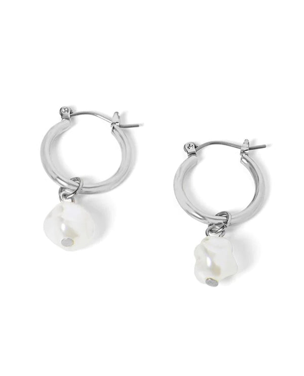 Coco & Carmen WN004251, 4252 Small Hoop With Pearl Dangle Silver