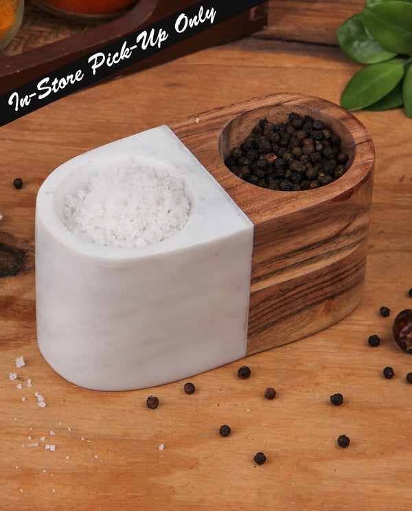 Marble & Acacia Wood Container 30160