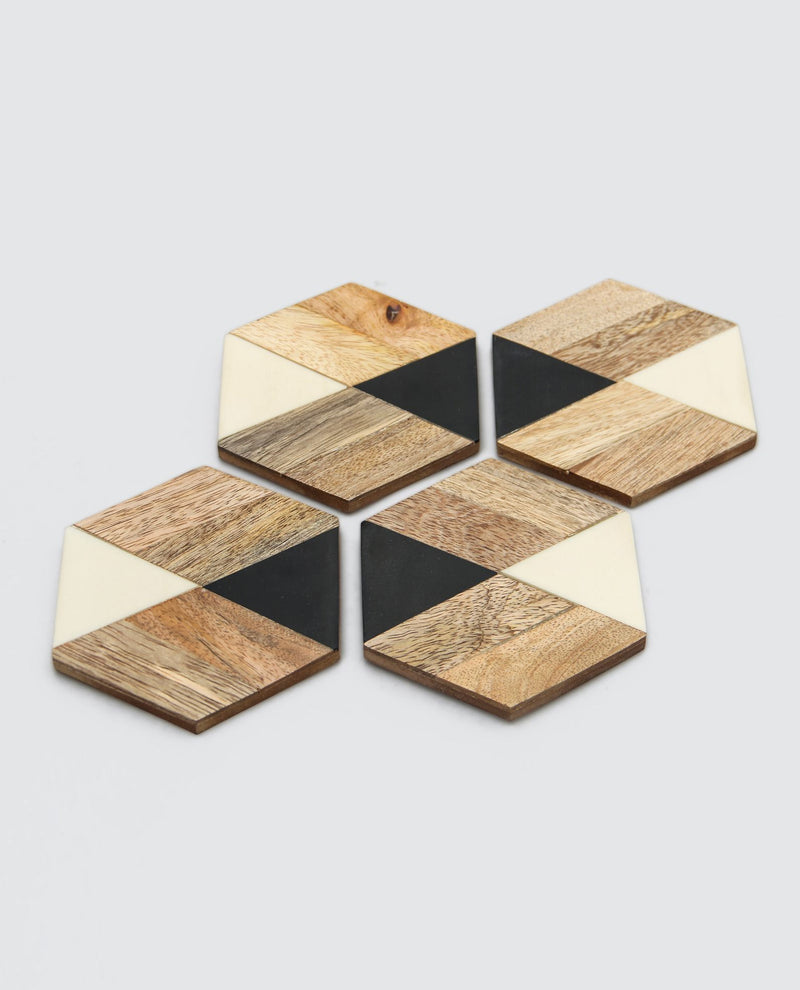 Mango Wood & Resin Coasters (4) 30052