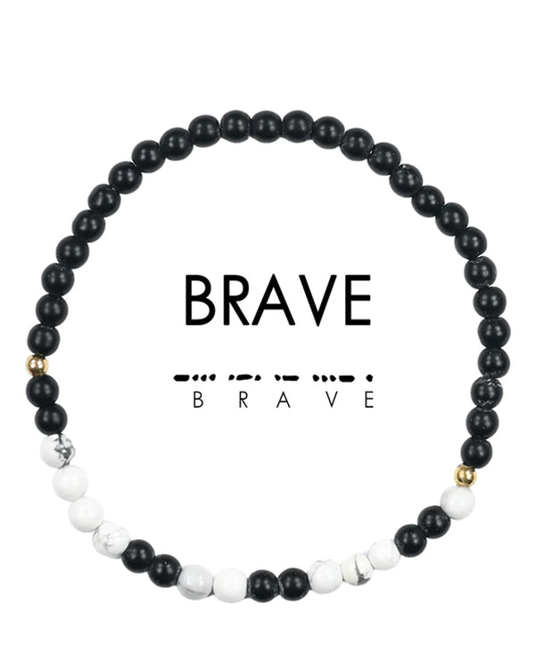 Ethic Goods BRAVE Morse Code Bracelet Black & White