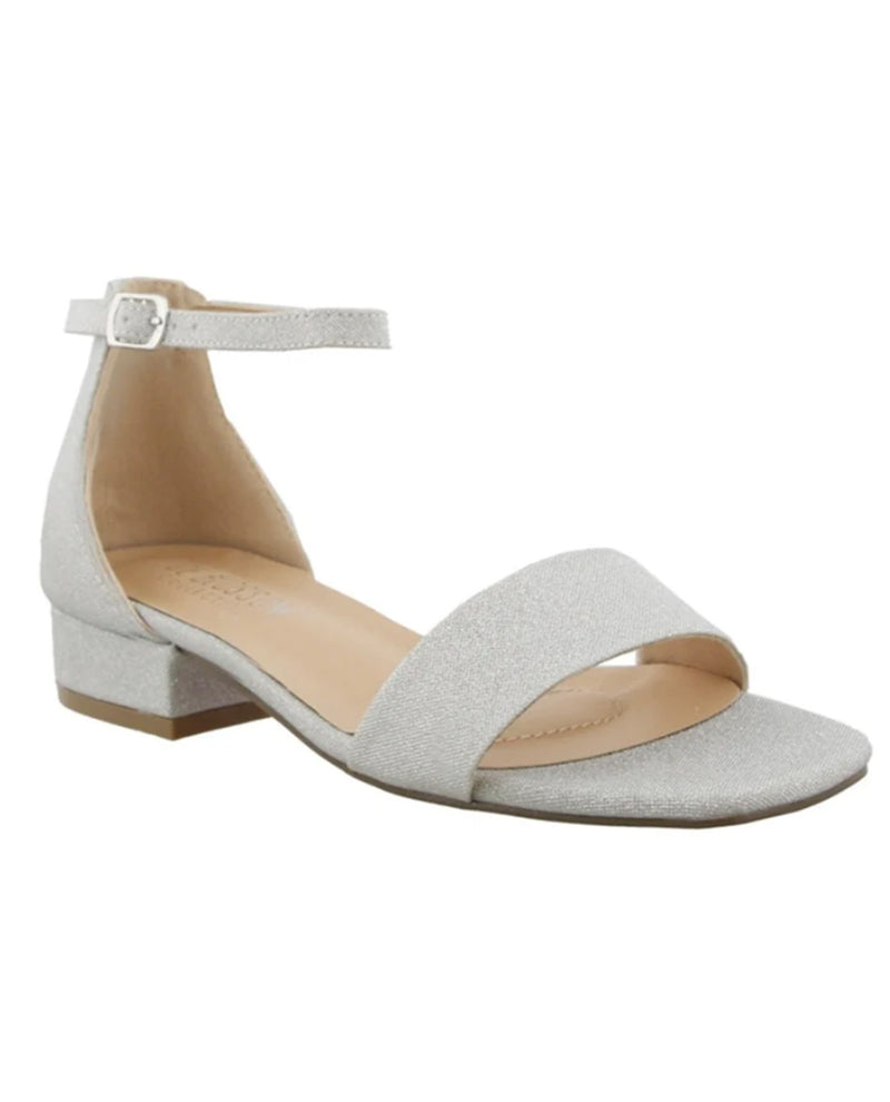Shimmer Flat Ankle Strap SHELLY-15 Silver