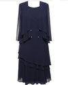 Alex Evenings 8192005 Tiered Asymmetrical With Jacket Navy