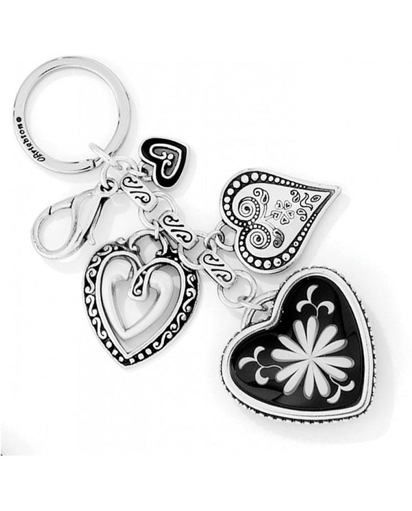 Silver Brighton E11500 Water Lily Handbag Charm with multiple heart charms for your bag or keys