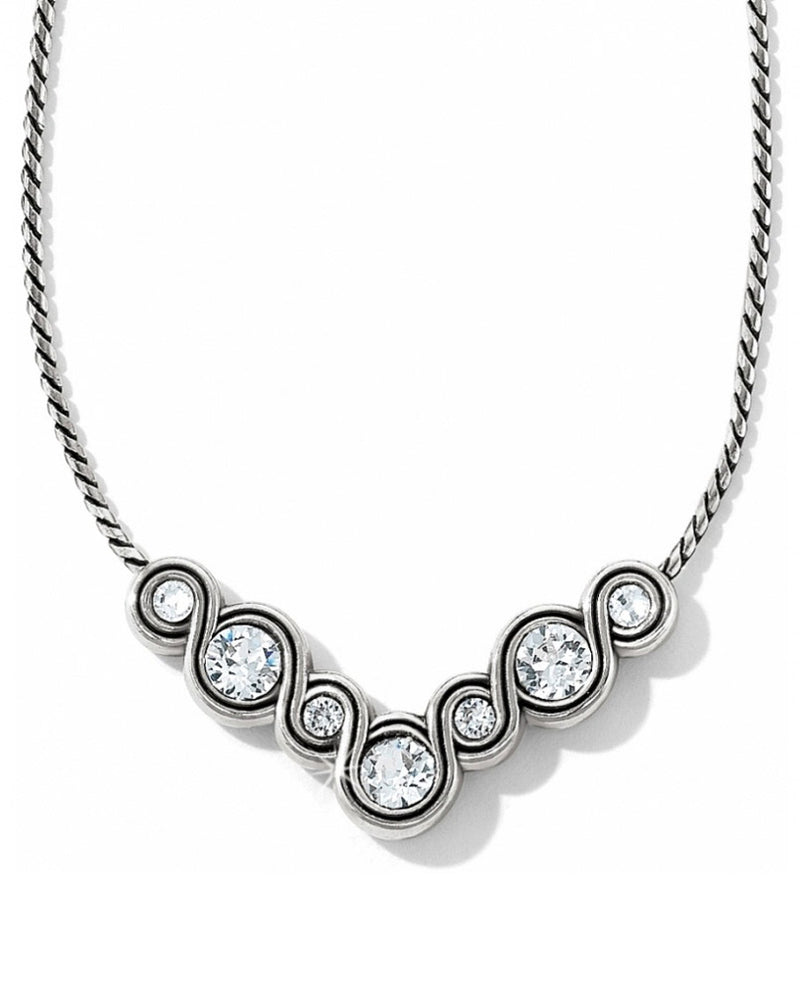 Silver Brighton JL4382 Infinity Sparkle Necklace with 5 Swarovski crystals on rope metal chain