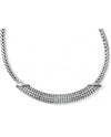 Silver curved Brighton JL3992 Meridian Blaze Collar Necklace is covered in pave Swarovski