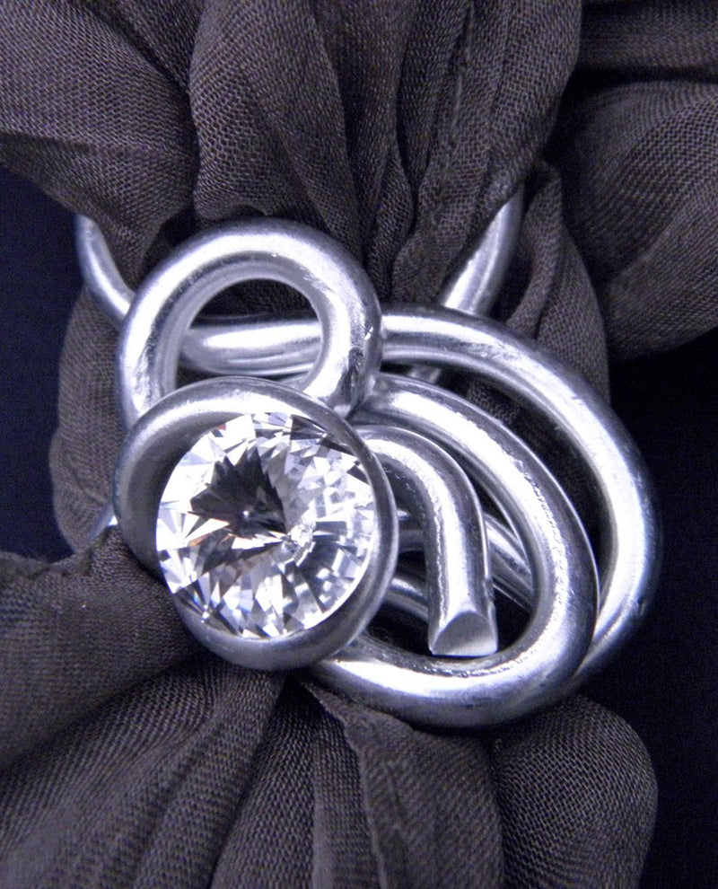 Jeff Lieb Swarovski Swirl Scarf Ring Silver