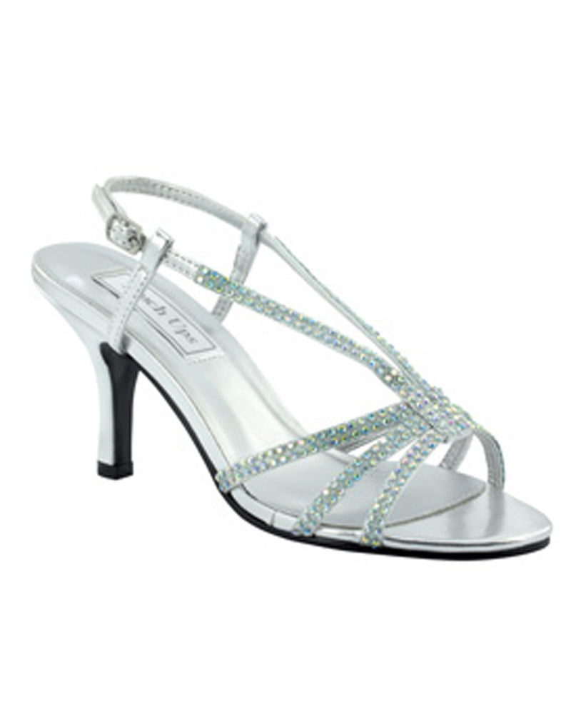 Touch Ups Lyric Heel sparkling silver T-strap sandals with heels