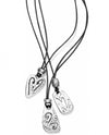 Silver Brighton J40780 Brazilian Multi Charm Necklace with three charms hanging from black thread