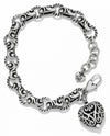 Silver Brighton J34970 Bibi Heart Bracelet chain links with intricate heart charm