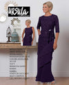 Ursula 61471 Womens Chiffon Tiered Set raisin dark purple mother of the bride dress