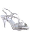 Chloe Heel metallic silver strappy sandals with 3.5 inch heel for special occasions