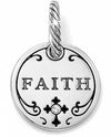 Brighton JC2192 Belief Charm round silver charm with faith etched and a Swarovski cross