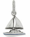 Brighton J95702 Sail Away Charm silver sailboat charm with three Swarovski crystals