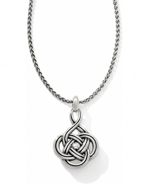 Silver Brighton JL5281 Interlok Petite Necklace with Celtic knot design and single Swarovski stone