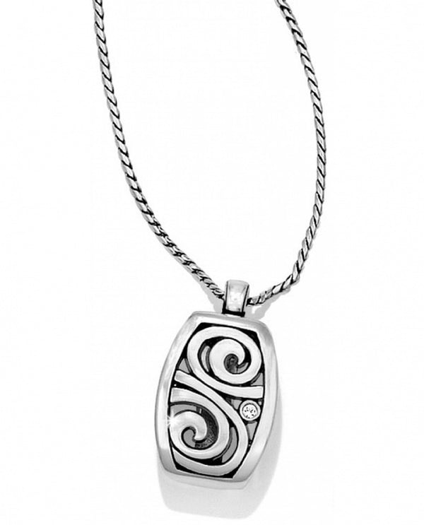 Silver Brighton JN3052 London Groove Badge Clip Necklace is an ID holder and stylish jewelry