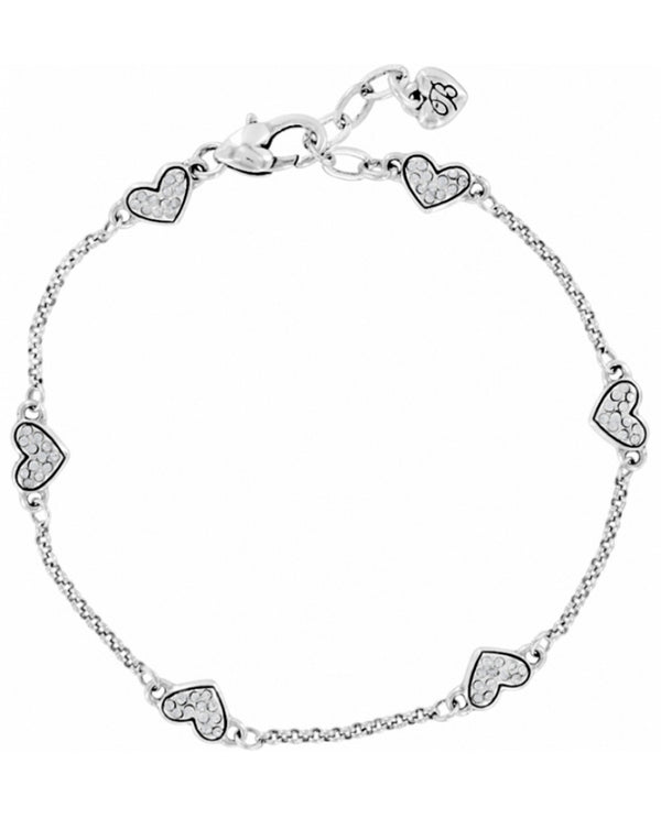 Brighton J70712 Kiss & Tell Anklet delicate silver anklet with tiny Swarovski crystal hearts