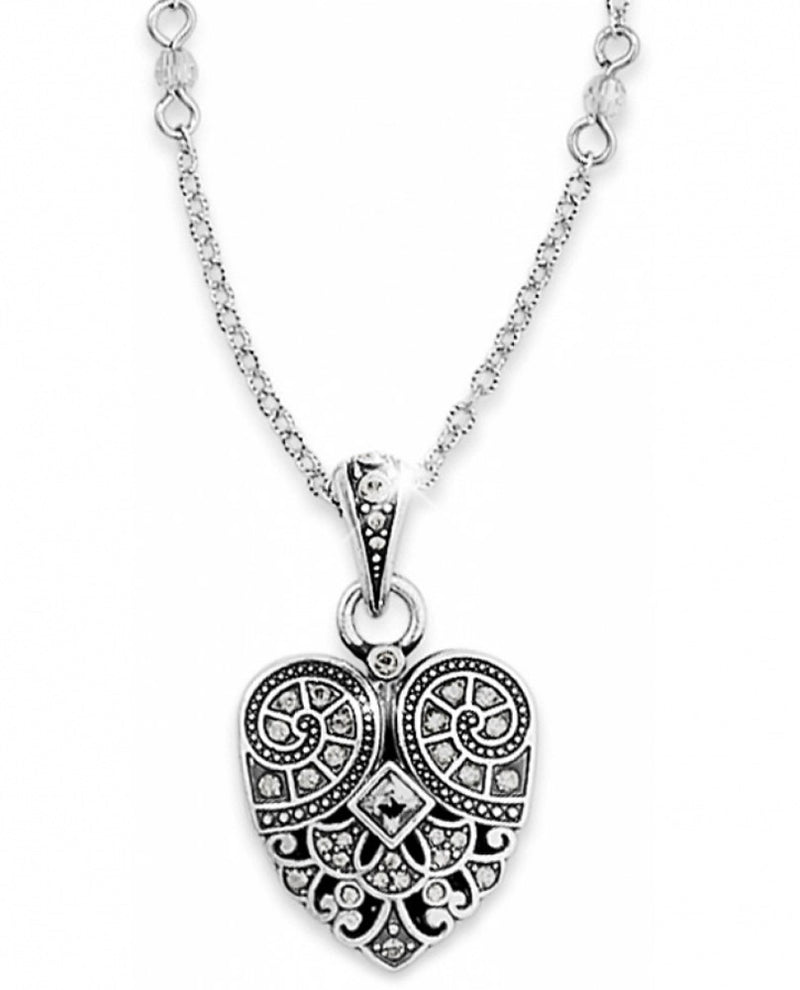 Silver Brighton JL1782 Mumtaz Small Heart Necklace with antique Indian inspired Swarovski