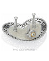 Silver Brighton G81140 Lacie Daisy 3 Ring Holder heart shaped with scrolled design
