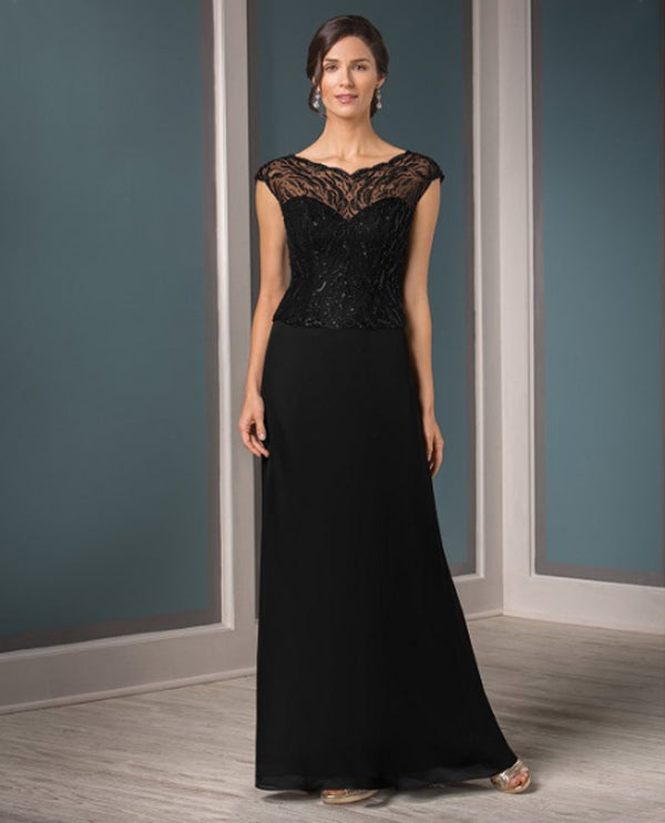 Jade Couture K188013 Sweetheart Neck Bead Top black lace mother of the bride gown