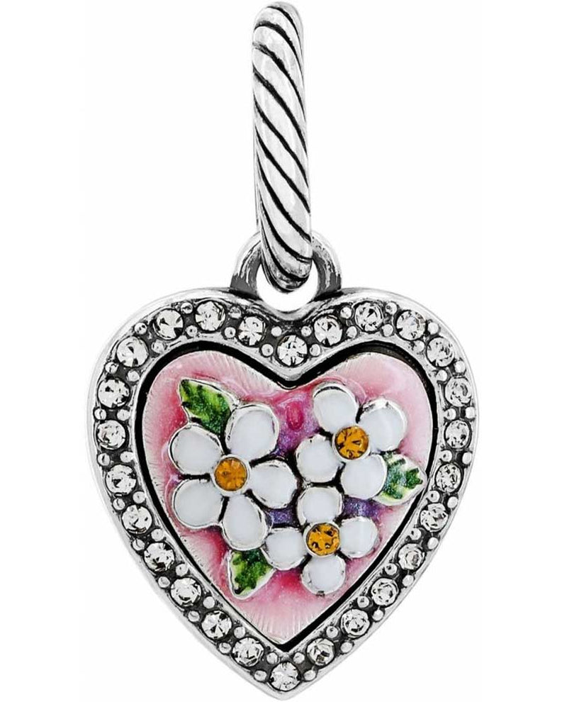 Brighton JC2013 Blooming Heart Charm Swarovski heart-shaped charm with daisies