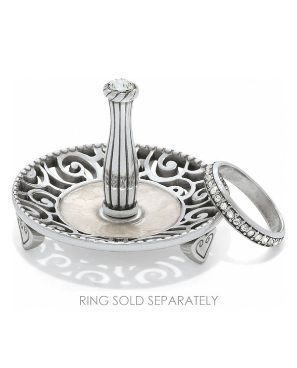 Silver Brighton G80822 Lacie Daisy Ring Holder round with scrolled design and Swarovski crystal