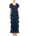 Long V-Neck Tiered 9178108 NAVY