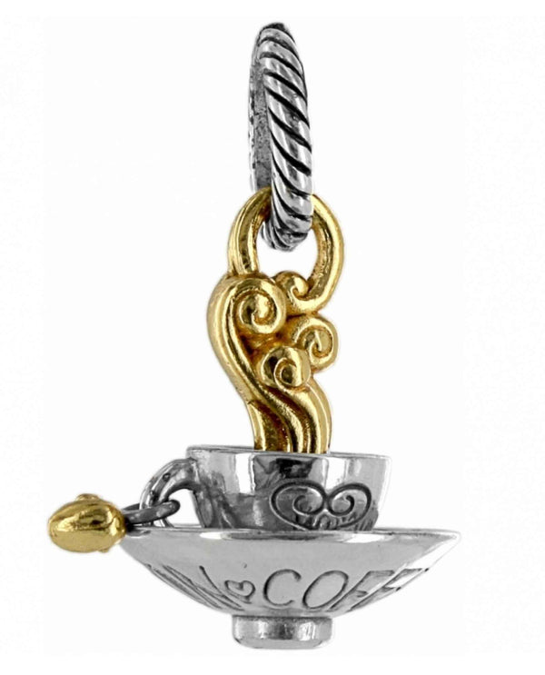 Brighton J91482 Coffee Charm silver coffee cup charm with gold steam