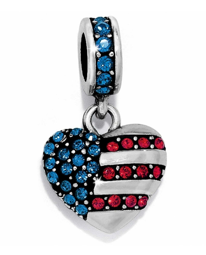 Brighton J98072 Of The Heartland Charm American flag Swarovski crystal heart charm