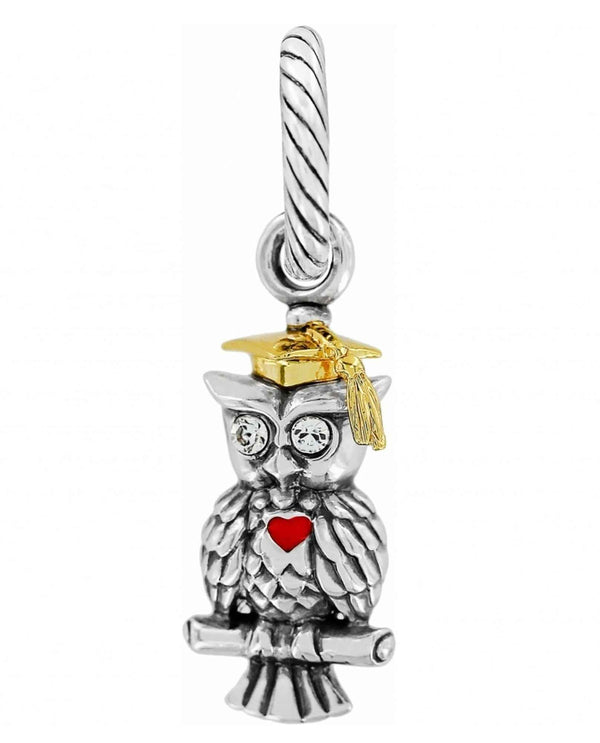 Brighton JC2223 Graduate Charm silver owl charm with graduation cap