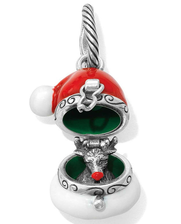 Brighton JC3433 Santa's Surprise Hat Charm red Santa hat charm that opens to reveal Rudolph 