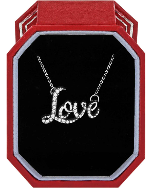 Brighton JD1471 Love Script Necklace Gift Box silver Swarovski crystal love necklace