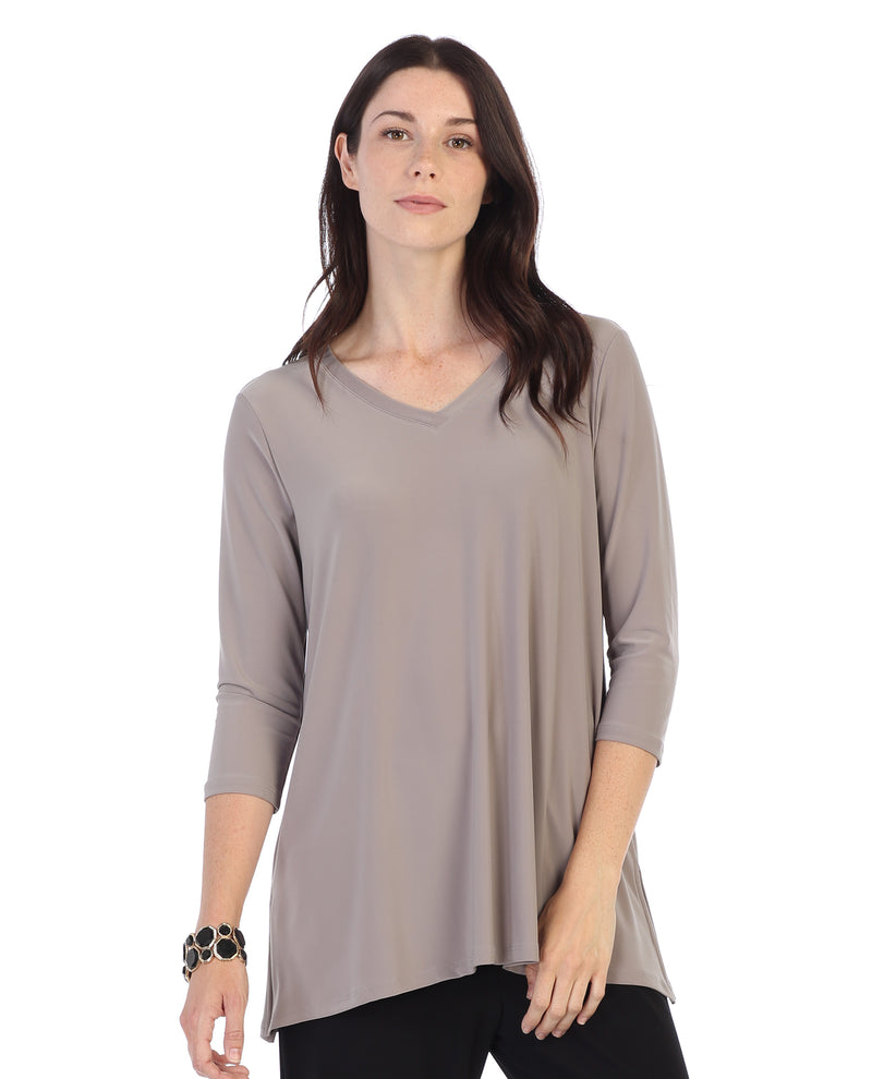 By JJ IT-122 V-Neck Tunic Taupe