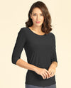 By JJ T-180 Round Neck Fitted Top Black
