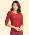 By JJ T-180 Round Neck Fitted Top Red