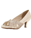 Dyables Tracy Beaded Pump champagne peep toe pump with rhinestones