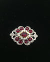 Vintage Inspired Magnetic Brooch SILVER RED