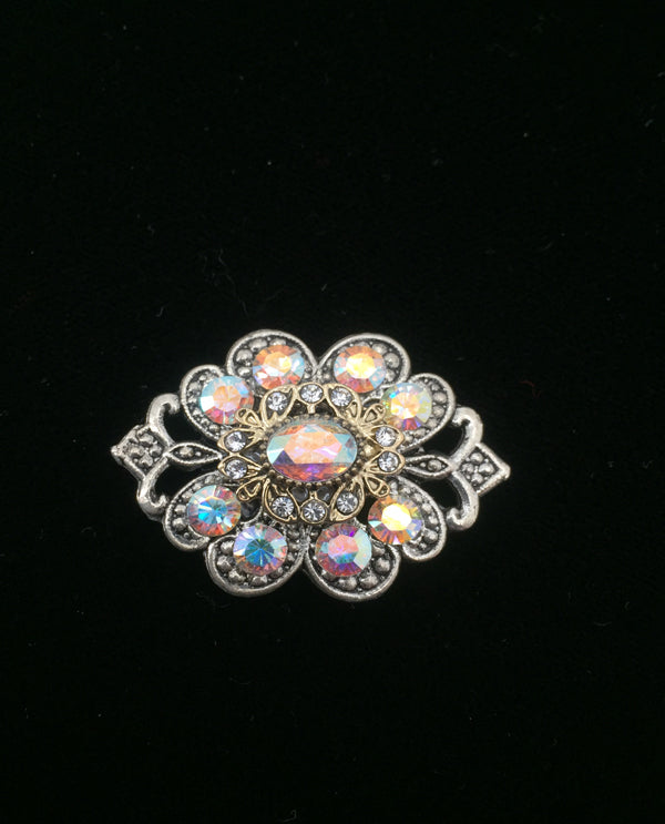 Vintage Inspired Magnetic Brooch Silver/AB