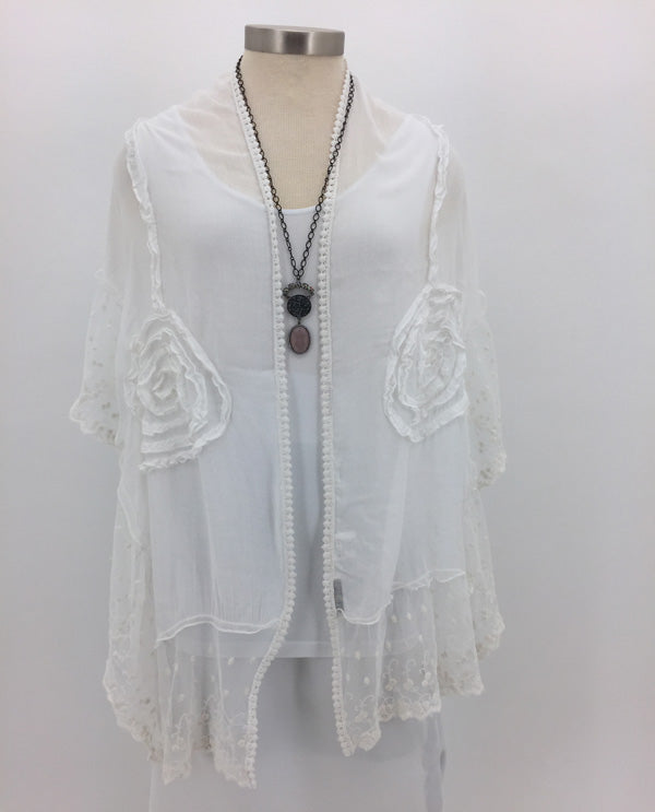 White Frilly Lace Scarf