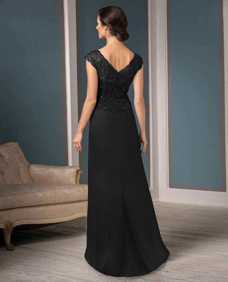 Back of Jade Couture K188013 Sweetheart Neck Bead Top black lace mother of the bride gown