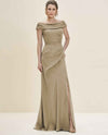 Latte Jade Jasmine J195057 Petite Portrait Neck Dress