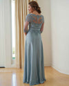 K218008 MHTO Jade Jasmine Satin Dress with Lace Bodice mother of the bride dress