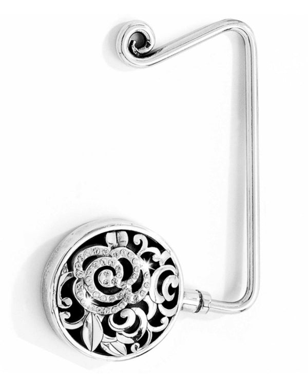 Silver Brighton E92912 Deco Rose Handbag Hook holds your bag to any chair