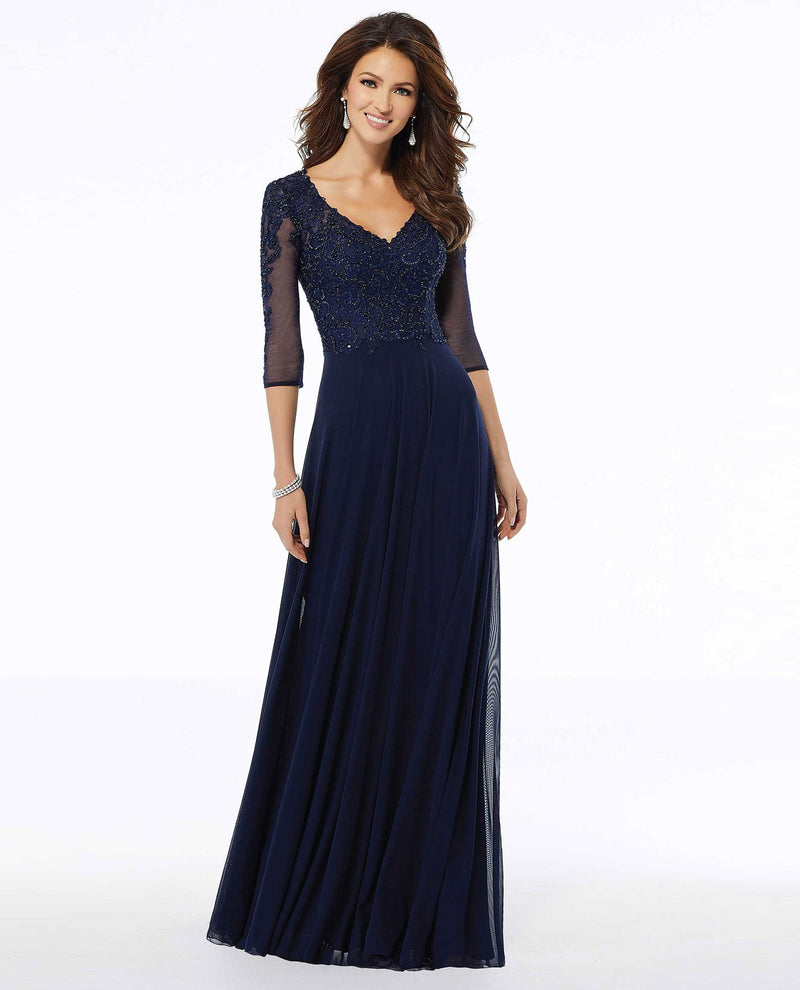 MGNY 72120 Beaded A-Line Evening Gown
