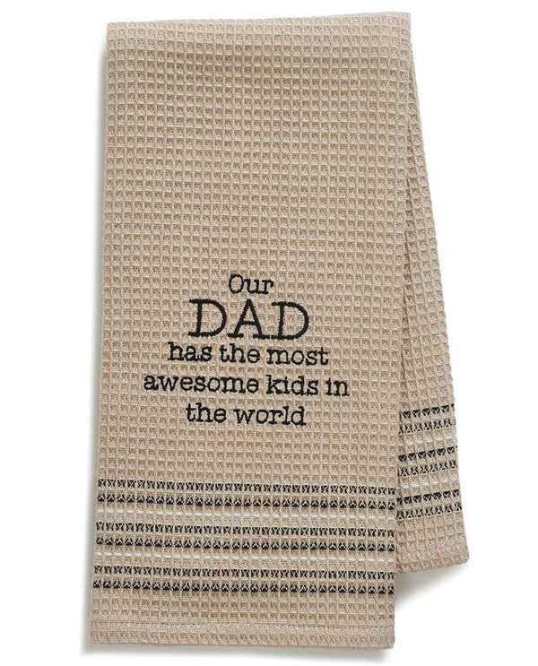 Mona B MH-177 Dad Dishtowel tan cotton dish towel with funny saying about dad