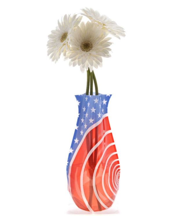 Modgy 66129 Red White and You Expandable Vase BPA free plastic vase with an American flag print