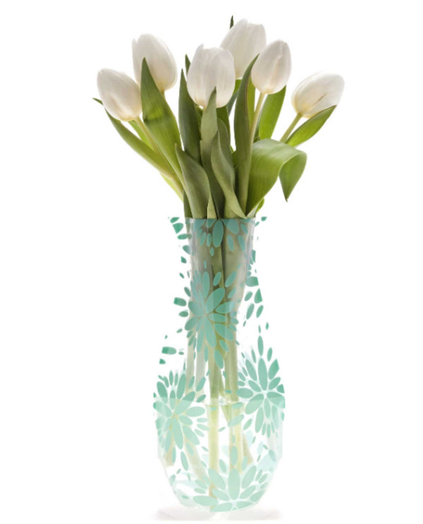 Modgy 66135 Lila Expandable Vase BPA free plastic vase with green flowers